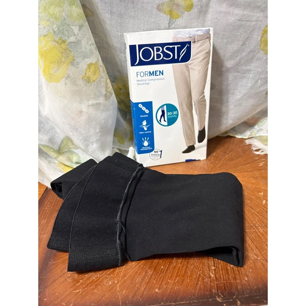 Jobst forMen 20-30 mmHg Thigh High Compression Stockings Black Small 115408